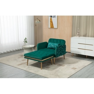 2 in 1 Chaise Velvet Lounge Chair with Ottoman - Bed Bath & Beyond ...