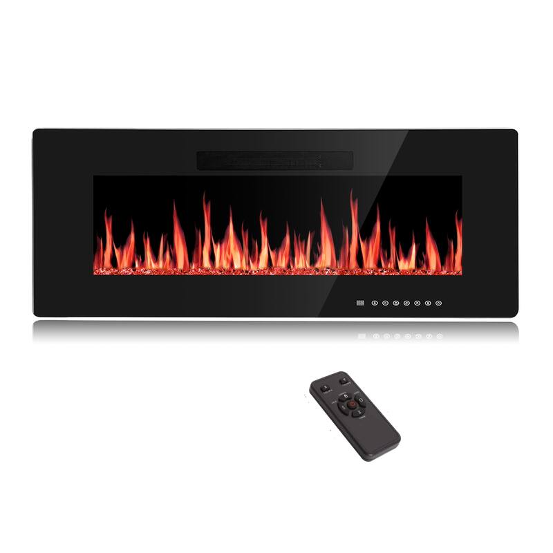 Electric Fireplace Insert, 750/1500W Electric Heater, Adjustable Flame Color, Remote Control, Timer - 50 IN