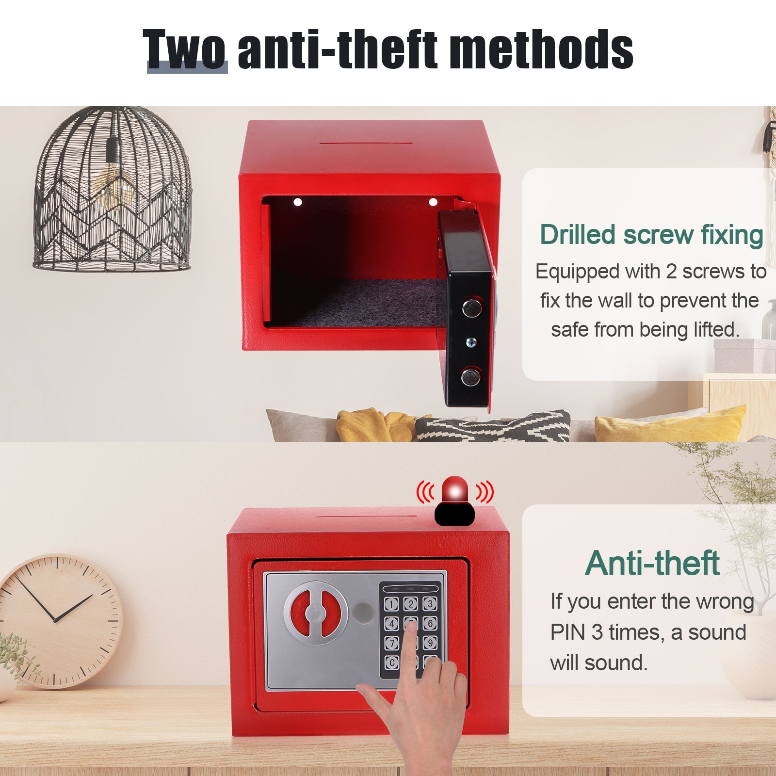 GOLDENKEY Safe And Lock Box Dgtal Electronc Securty Keypad Mn Small Safes Wth Black Safe