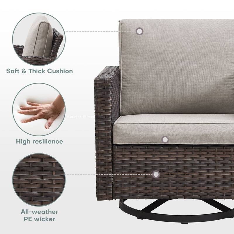 Gymojoy 6-8 Person All-Weather Wicker Outdoor Conversation Set Seating Group With Fire Pit Table