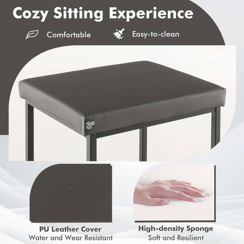 Costway 30" Barstools Set of 2 Upholstered Bar Height Chairs PU - See Details