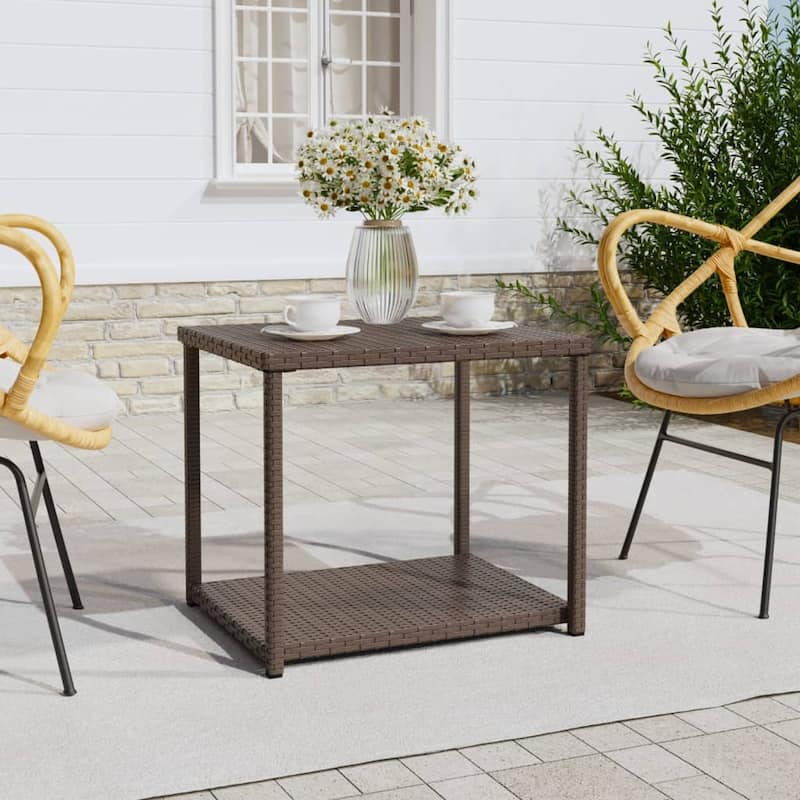 vidaXL Side Table Black/Brown 21.7"x17.7"x19.3" Poly Rattan - 21.7" x 17.7" x 19.3" - Brown