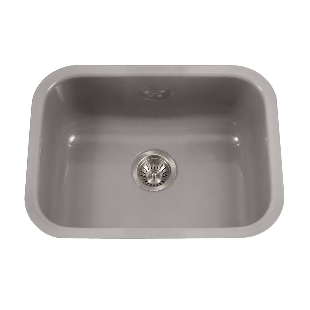 Houzer Porcela 22-3/4" Single Basin Undermount Porcelain Enameled