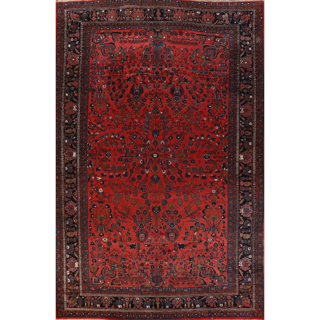 Hand Knotted Oriental 100% Wool Carpet Traditional All-Over Red Bibikabad Area Rug - 16' 7'' X 11' 7''