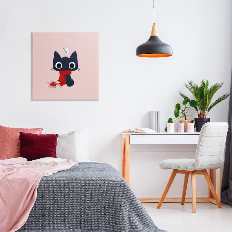 Stupell Little Kitten in Scarf Canvas Wall Art Design By Sarah Hickman