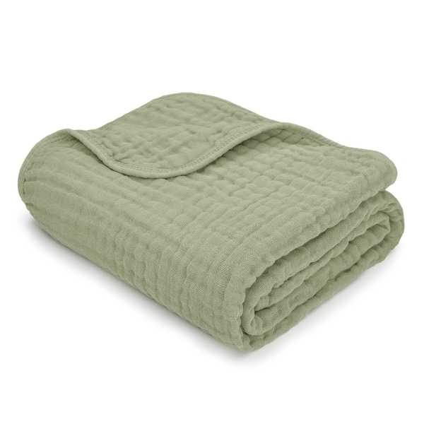 slide 2 of 7, Muslin Baby Blanket, 40" x 40" Swaddle Blanket by Comfy Cubs Sage