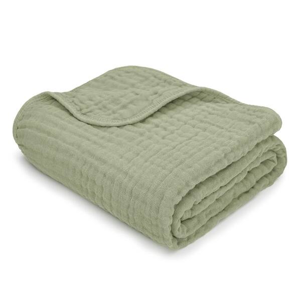 slide 2 of 5, Baby Muslin Blanket - Large 40" X 40", Sage, By Comfy Cub - Sage