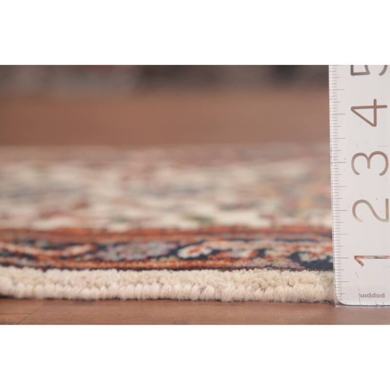 Geometric Beige Heriz-Serapi Oriental Runner Rug Handmade Wool Carpet - 2'6"x 8'0"