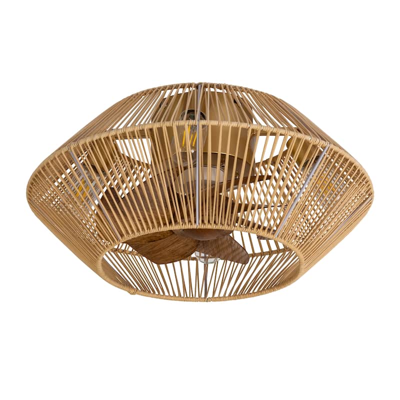 16.5"/19"/20" Vintage Distressed White Low Profile Ceiling Fan with Remote (7-Blade)