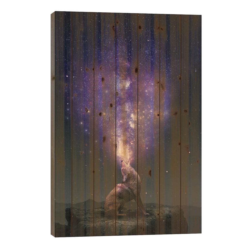 Same Breath - Coyote Print On Wood by Soaring Anchor Designs - Multi-Color