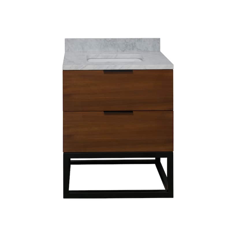 KitchenBathCollection Mia 30" Bathroom Vanity with Carrara Marble Top