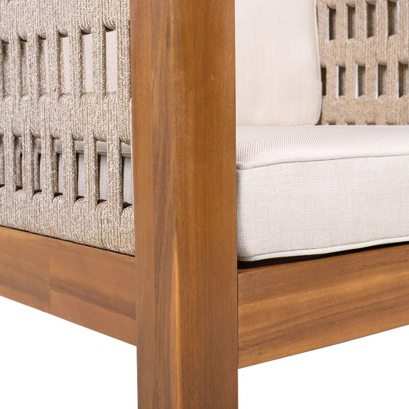 Oana Outdoor Acacia Wood Club Chair with Cushion by Christopher Knight Home