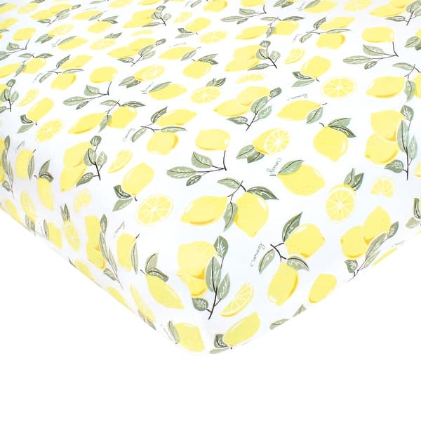 slide 1 of 1, Hudson Baby Infant Girl Cotton Fitted Crib Sheet, Lemon, One Size - Lemon - One Size One Size - Lemon
