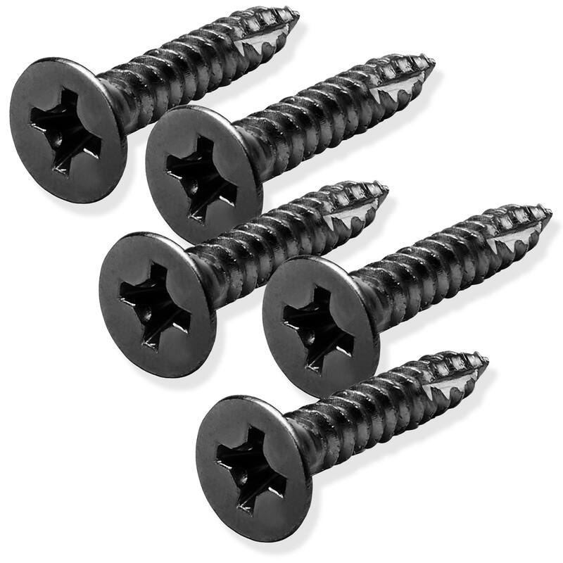 Wood Screws 9 x 1in for Door Hinges 25 pack - Black