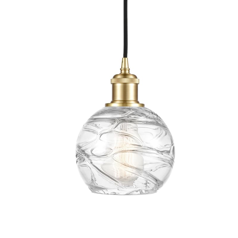 Innovations Lighting 516-1P-8-6 Athens Pendant Athens 6" Wide Mini - Clear Deco Swirl / Satin Gold