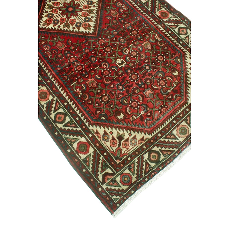 Fine Vintage Distressed Corky Red/Blue Runner - 3'6" x 8'8"