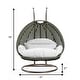 preview thumbnail 84 of 128, LeisureMod Modern 2-Person Egg Hanging Swing Chair with Beige Wicker, Oxford Fabric Cover, Patio Hammock Lounger and Cushions