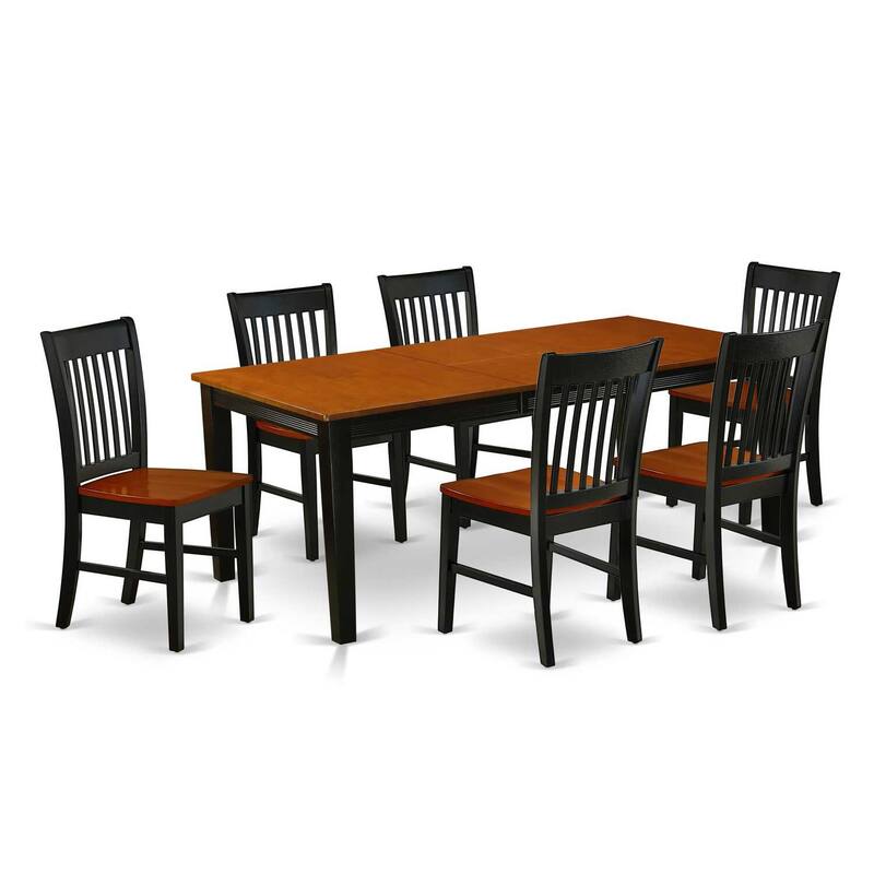 Boho Dining Room Set - 7 Piece Kitchen Table & Chairs - 40x78 Inch Rectangle Table - Black Cherry Finish