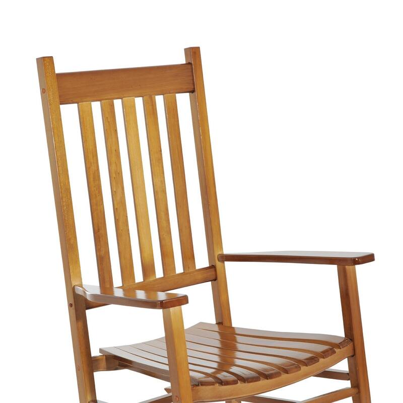 Acacia Wood Rocking Chair with Wide Slatted Seat and Comfortable Armrests for Indoor and Outdoor Use