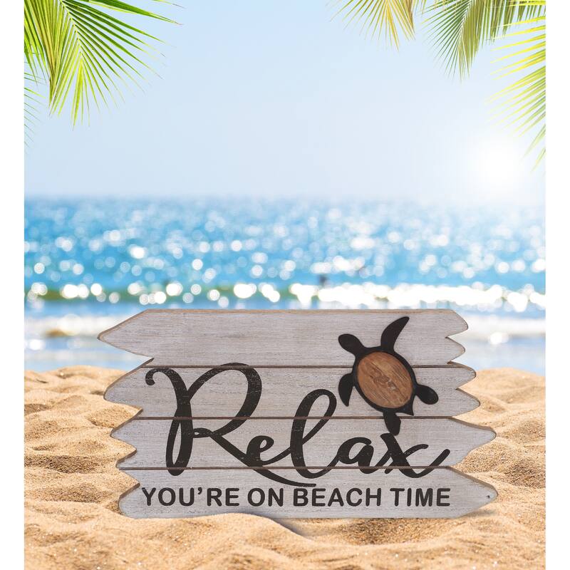 CoTa Global Coastal Sea Turtle Relax Sign - Nautical Themed Home Decor - 10.5Lx5.8Wx0.4D inches