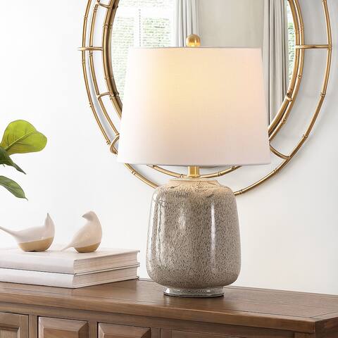 SAFAVIEH Lighting Brixton Cream/Blue 23-inch Ceramic LED Table Lamp - 14" W x 12" L x 23" H