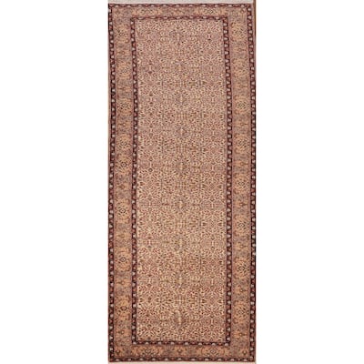 Floral Anatolian Vintage Runner Rug Hand-Knotted Wool Carpet - 3'3" X 9'5"