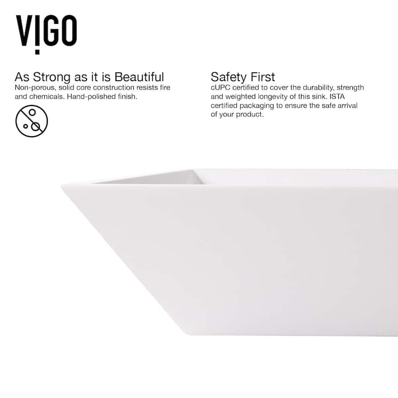 Vigo VGT2055 Vinca 18" Rectangular Stone Composite Vessel Bathroom