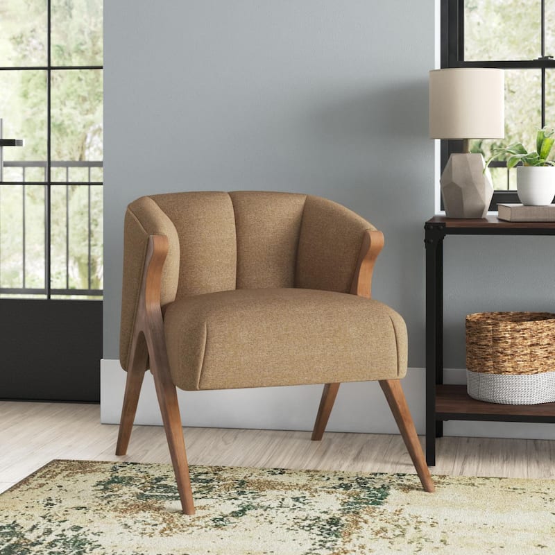 NPD Furniture Florence Vintage Mid Century Low profile Accent Chair - Cream