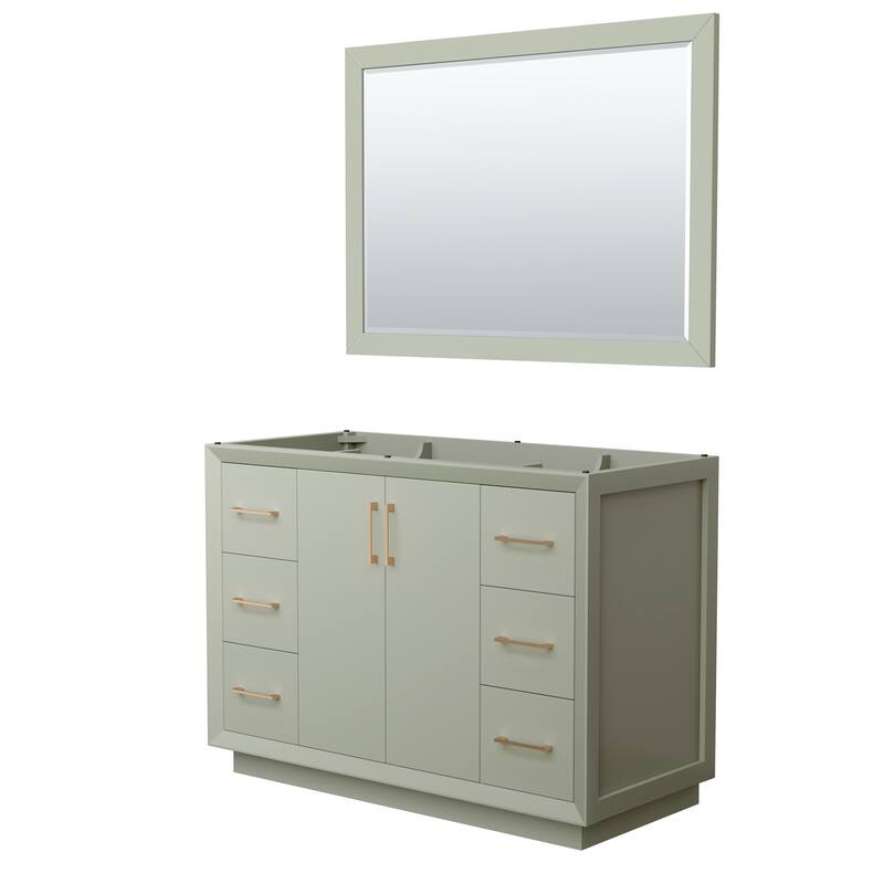 Wyndham Collection WCF414148S-CXSXX-M46 Strada 47" Single Free - Light Green / Satin Bronze Hardware