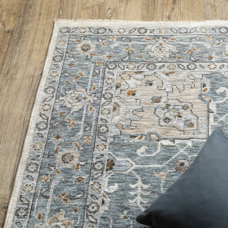 Style Haven Marley Traditional Medallion Blue/ Ivory Area Rug