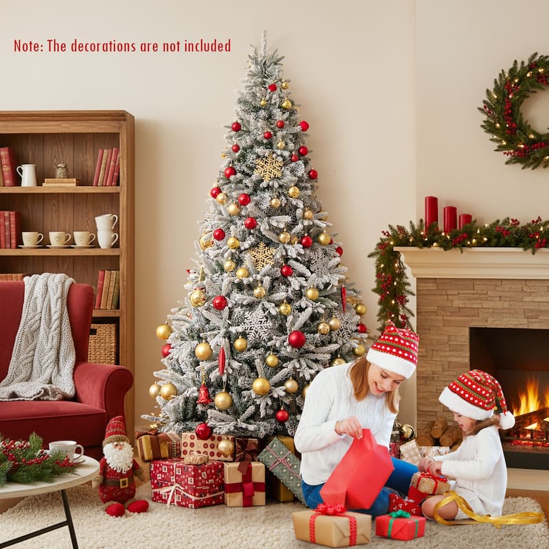 Gymax 7 FT Half Artificial Christmas Tree w/ 852 Branch Tips & 240 LED