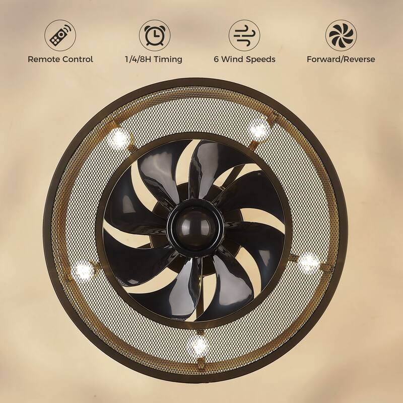 18" Farmhouse Reversible Caged Ceiling Fan with Light Kit and Remote - 18 Inches