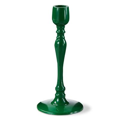 Zahra Dark Green Taper Candle Holder - Aluminum, 8.5" H, Elegant Design for Everyday Use