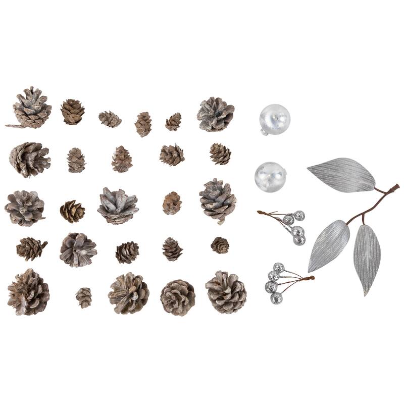 Glittered Berries and Pinecones Christmas Decorations - 6"