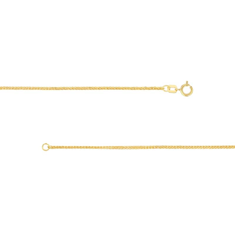 Curata 14k Yellow Gold 1mm Hollow Square Wheat Chain Necklace (Spring Ring) Options 16 18 20