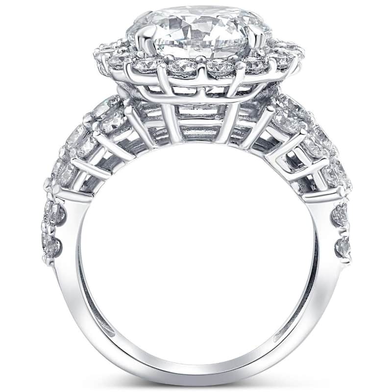 6 1/2Ct Diamond Halo Engagement Ring Lab Grown in White or Yellow Gold