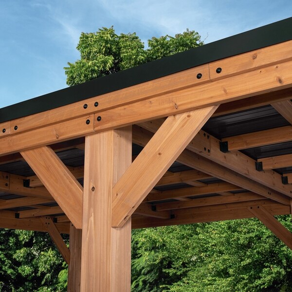 Backyard Discovery Kingsport Cedar Wood and Steel Carport - Bed
