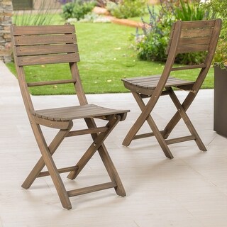 Outdoor Patio Chair Acacia Wood Folding Dining Chair (Set of 2) - Bed ...
