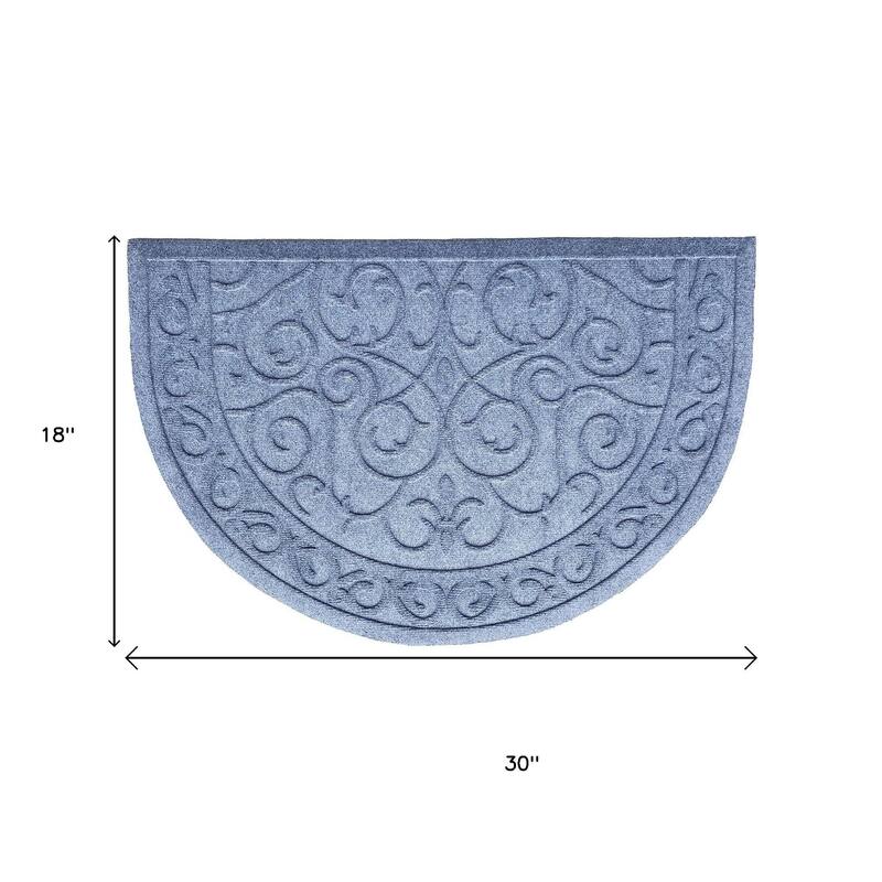 HomeRoots 18" X 30" Gray Scrollwork Semi Circle Outdoor Polypropylene Door Mat - 18' X '30