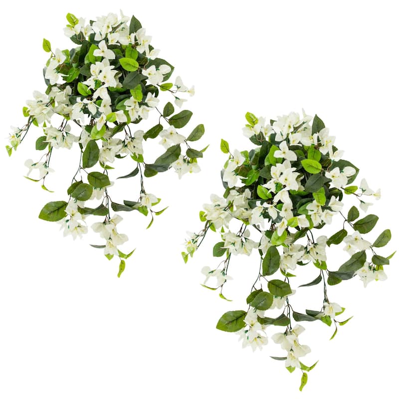 28-in UV Resistant Artificial Bougainvillea Hanging Plant - Set of 2