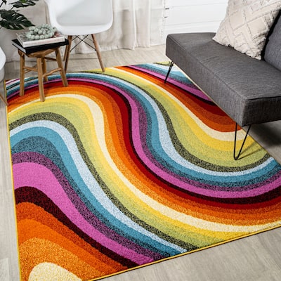 JONATHAN Y Prism Abstract Swirl Area Rug