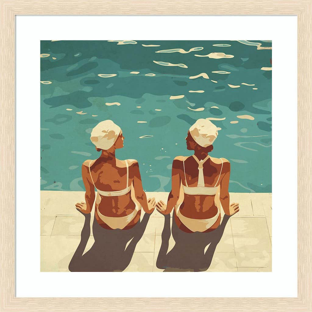 Peaceful and Poolside by Layla Oz Wood Framed Wall Art Print