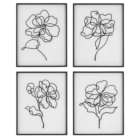 Uttermost Bloom Black White Framed Prints (Set of 4)