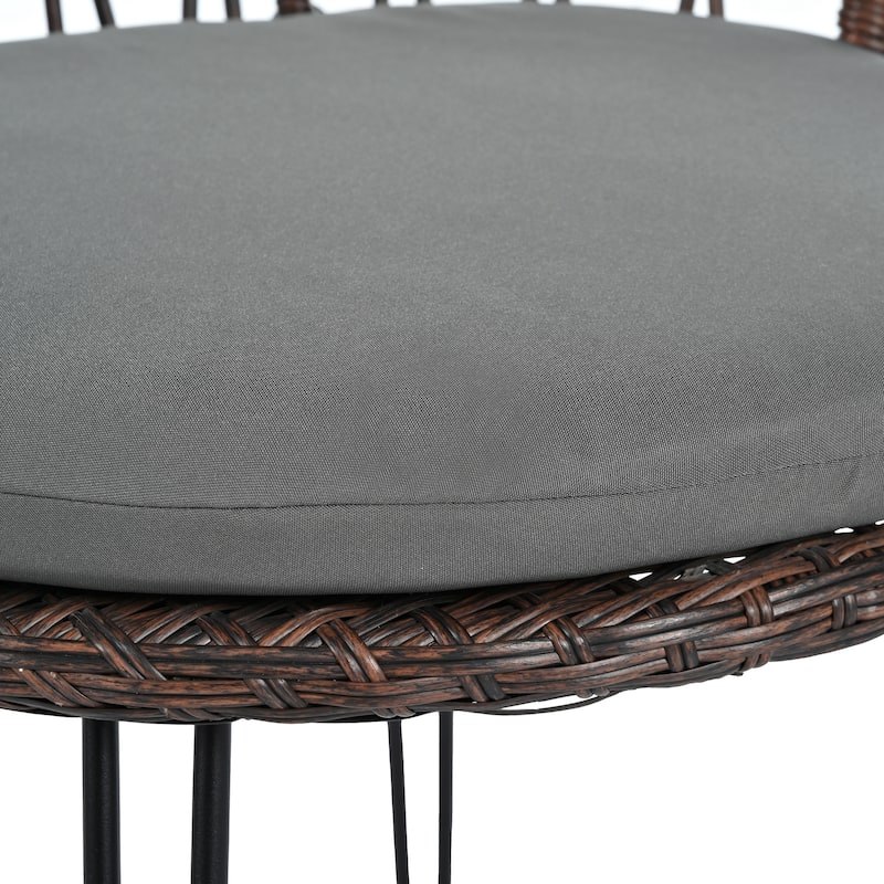 Outdoor Leisure Set, 2 Rattan Single Chairs with A Glass Round Table, Perfectly Suited for Patios, Balconies, and Courtyards