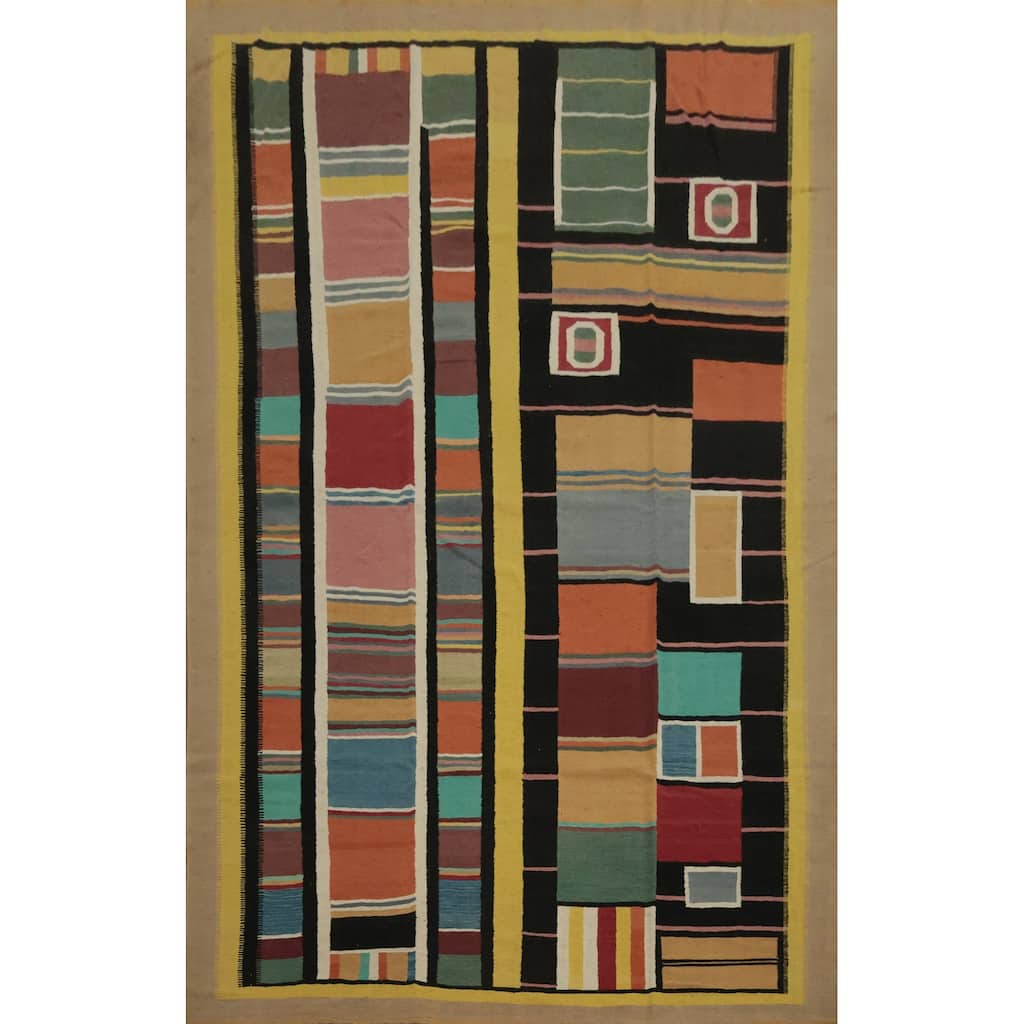 Hand Woven Oriental 100% Wool Carpet Southwestern Modern Multi-Colored Kilim Area Rug - 13' 4'' X 9' 3''