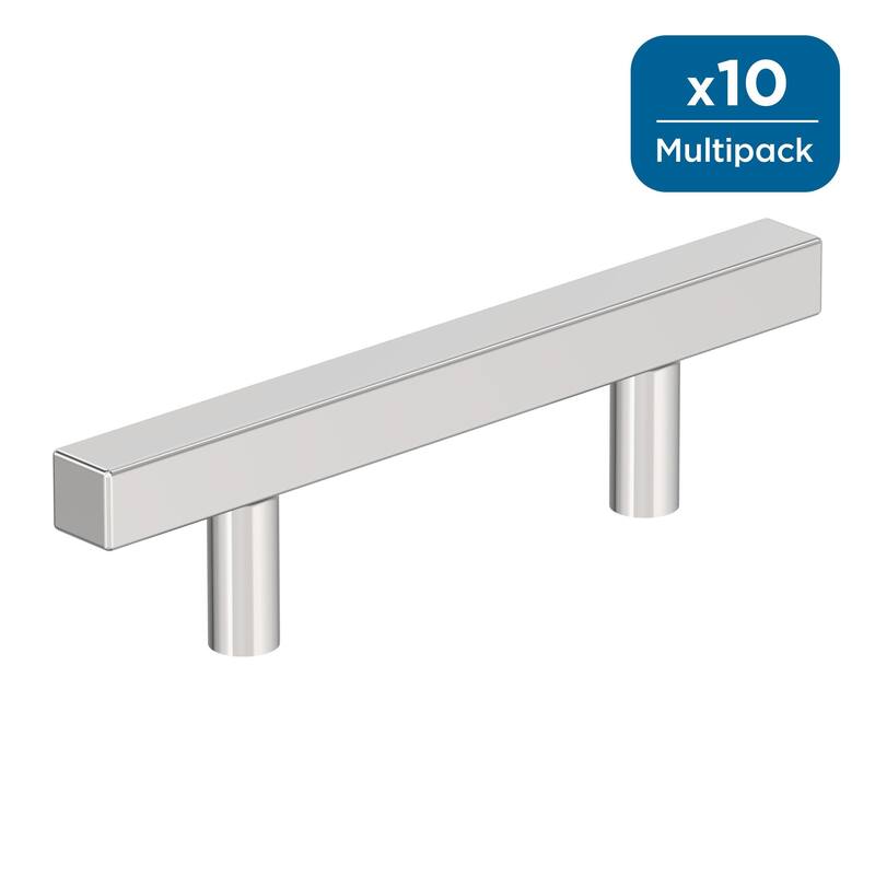Amerock Square Cabinet Bar Pull for Cabinet, Drawer, or Furniture - Polished Chrome - 3 inch (76mm) Center-to-Center