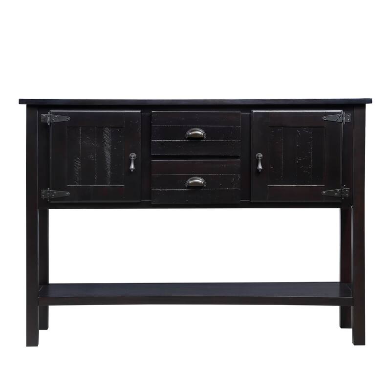 Retro Console Table Solid Wood Sideboard Buffet Cabinet with Drawers, Storage Cabinets and Bottom Shelf for Living Room Kitchen
