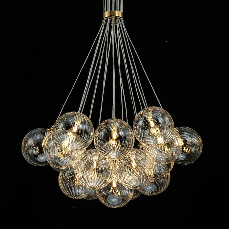 13/ 19-Light Modern Glam Large Sputnik Cluster Glass Globe Bubble Chandelier with Swirled Glass Bubble Globe (Bulb Not Included)