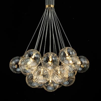 13/ 19-Light Modern Glam Large Sputnik Cluster Glass Globe Bubble Chandelier with Swirled Glass Bubble Globe (Bulb Not Included)