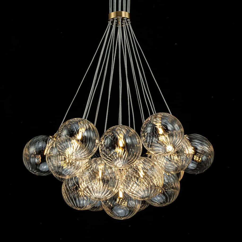13/ 19-Light Modern Glam Large Sputnik Cluster Glass Globe Bubble Chandelier with Swirled Glass Bubble Globe (Bulb Not Included)